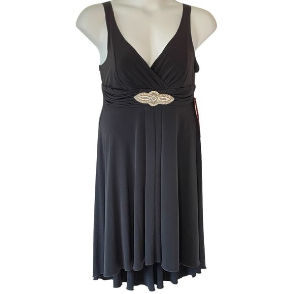Enfocus Studio Black Formal Bra Dress NEW Stretch Empire Waist Y2K   16 - Picture 1 of 7